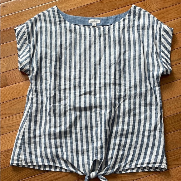 L.L. Bean lined Blue and White Striped Women's Top small - Picture 1 of 8
